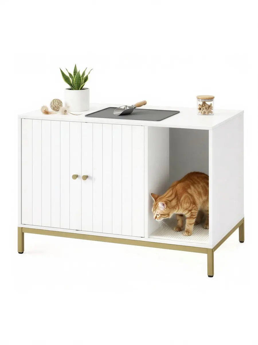 Songmics Kattenbakmeubel Witgoud