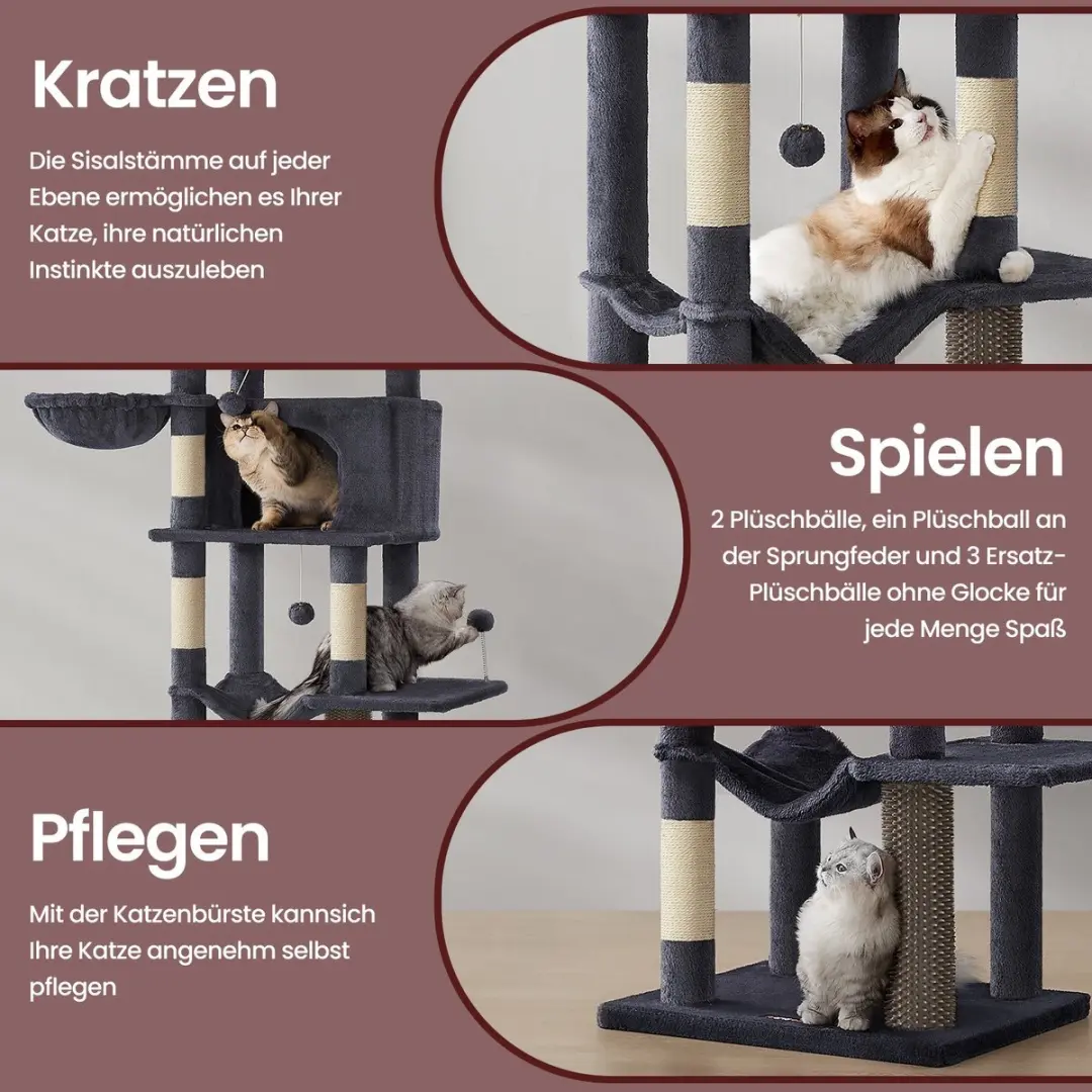 Songmics Krabpaal 175cm - 3 Ligplekken - Donkergrijs