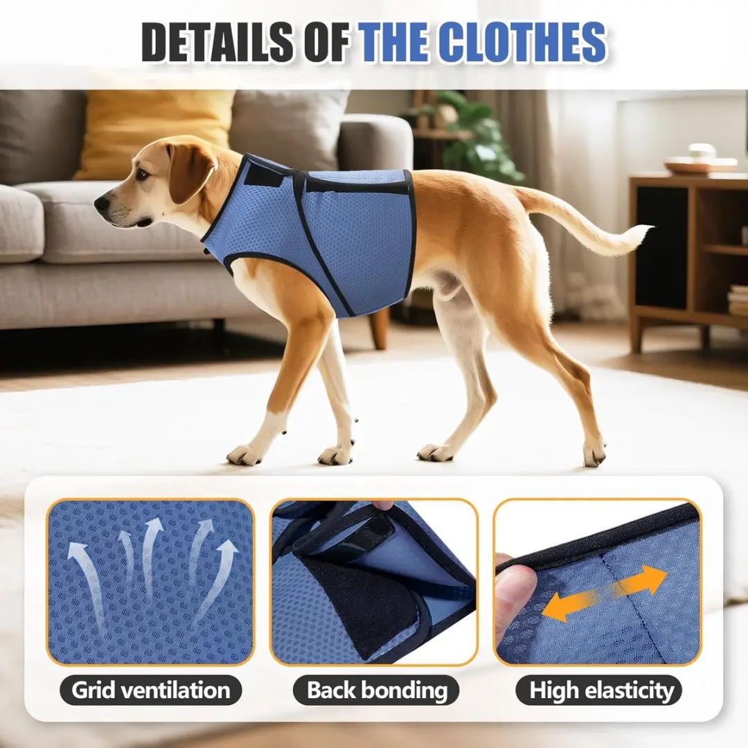 ECTEATOY Ademend Anti-Angst Hondenvest Blauw XL