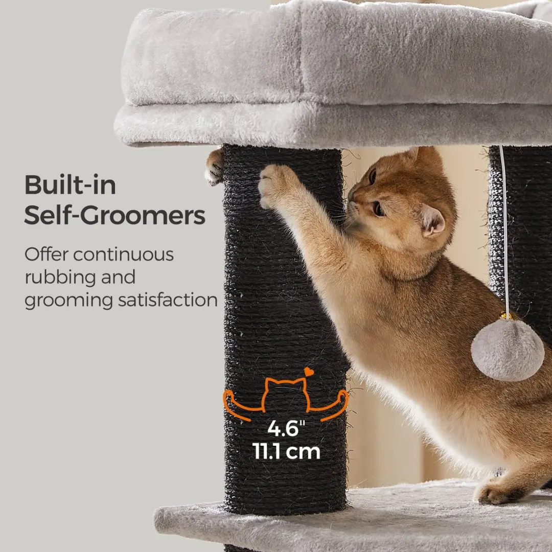 Songmics Kattenhuis Extra Stevig Duifgrijs/Zwart - 9 Krabpalen