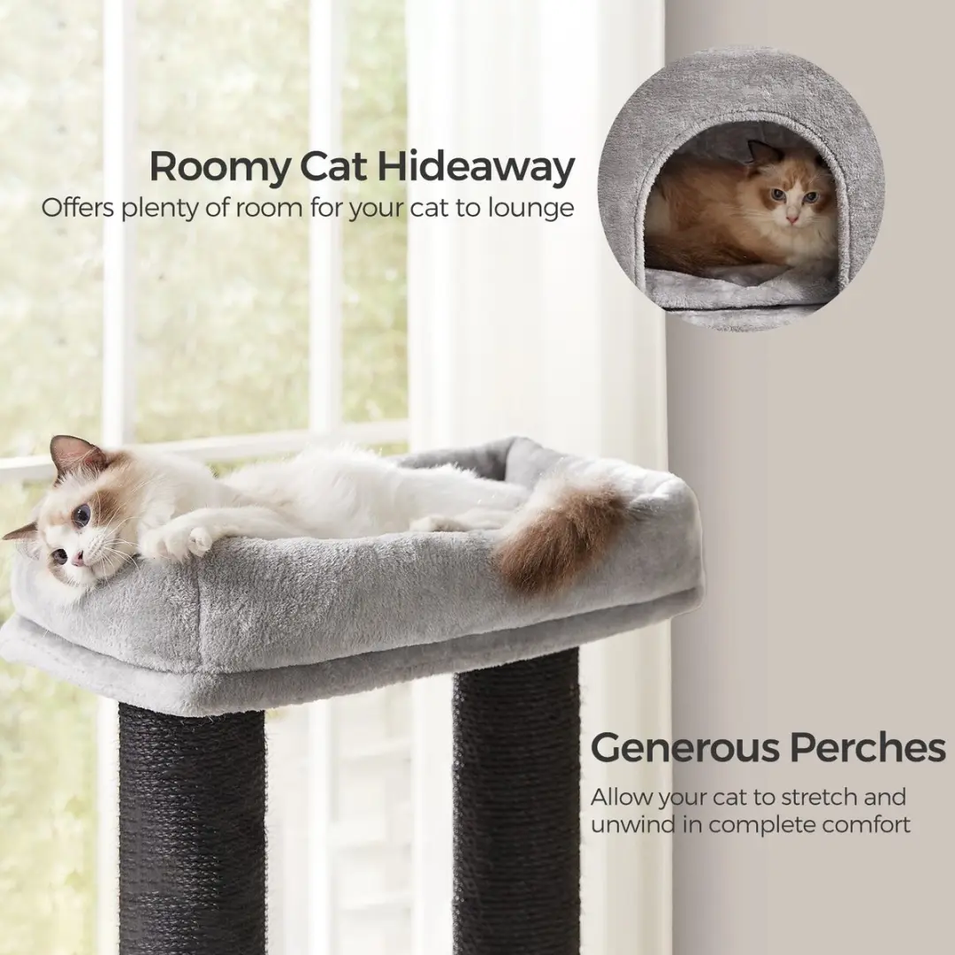 Songmics Kattenhuis Extra Stevig Duifgrijs/Zwart - 9 Krabpalen
