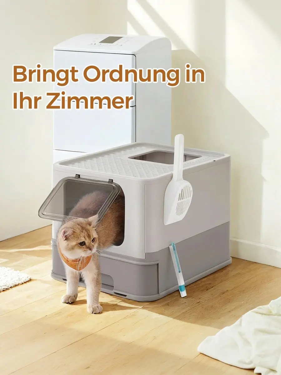 Songmics Kattenbak met deksel - Uitschuifbare lade