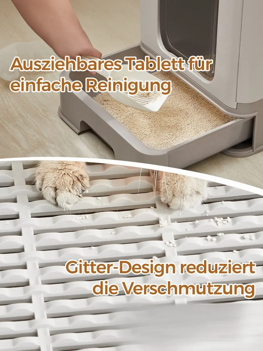 Songmics Kattenbak met deksel - Uitschuifbare lade