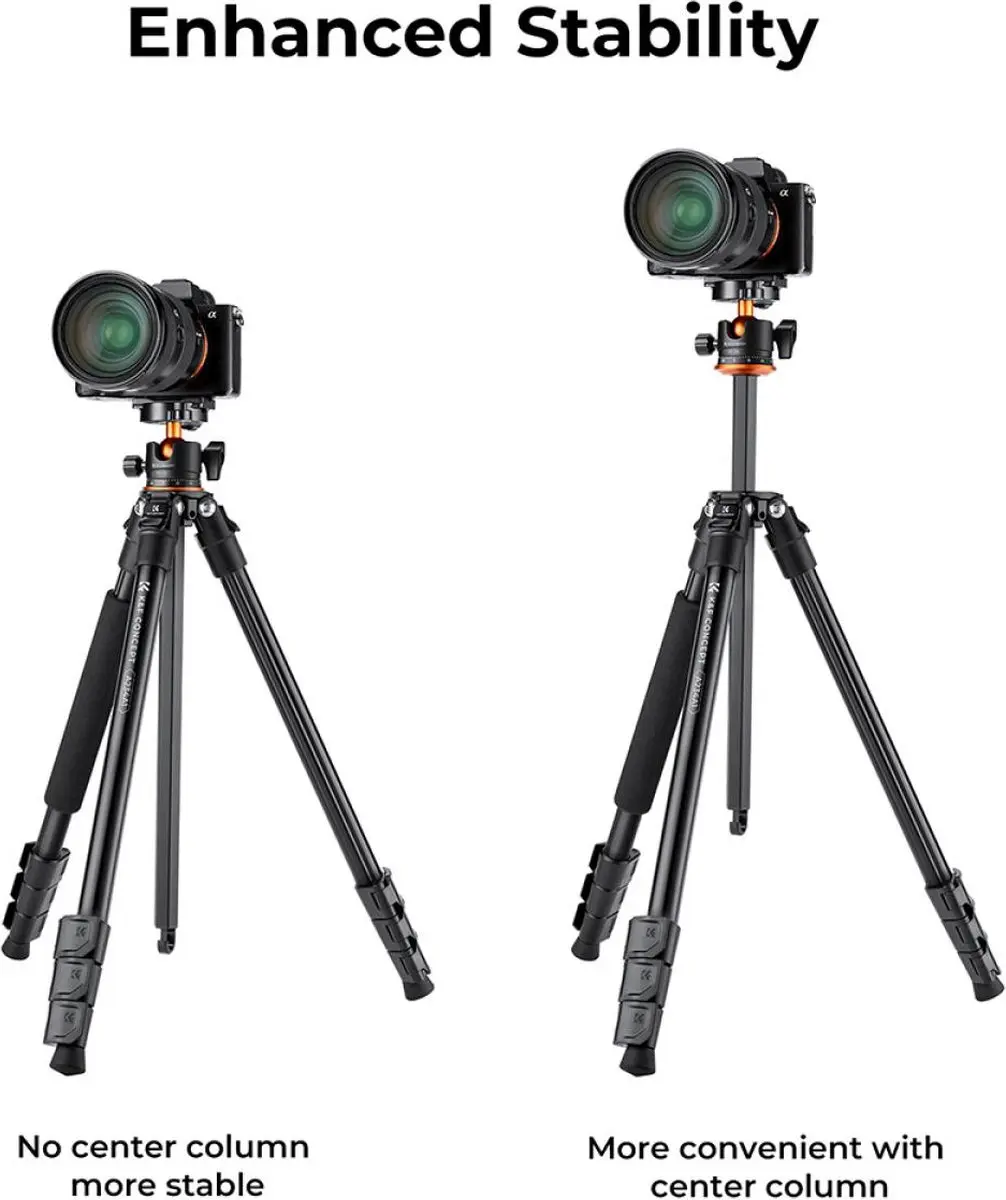 K&F Concept A234A1+BH-28L Reisstatief - 4 Secties - Zwart - afbeelding 6 van 6