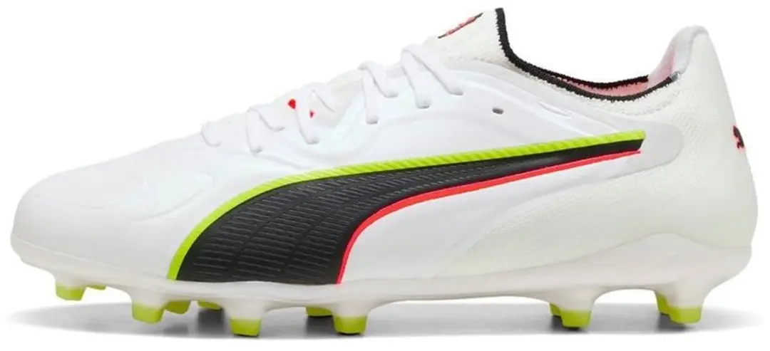 PUMA King 20 Ultimate FG/AG Voetbalschoenen 46 - Puma White-Glowing Red-Yellow Alert