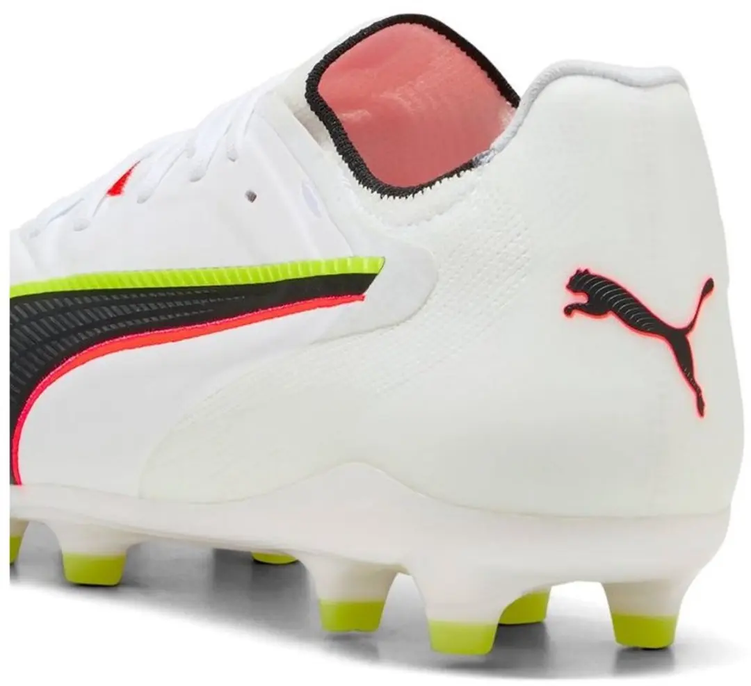 PUMA King 20 Ultimate FG/AG Voetbalschoenen 46 - Puma White-Glowing Red-Yellow Alert