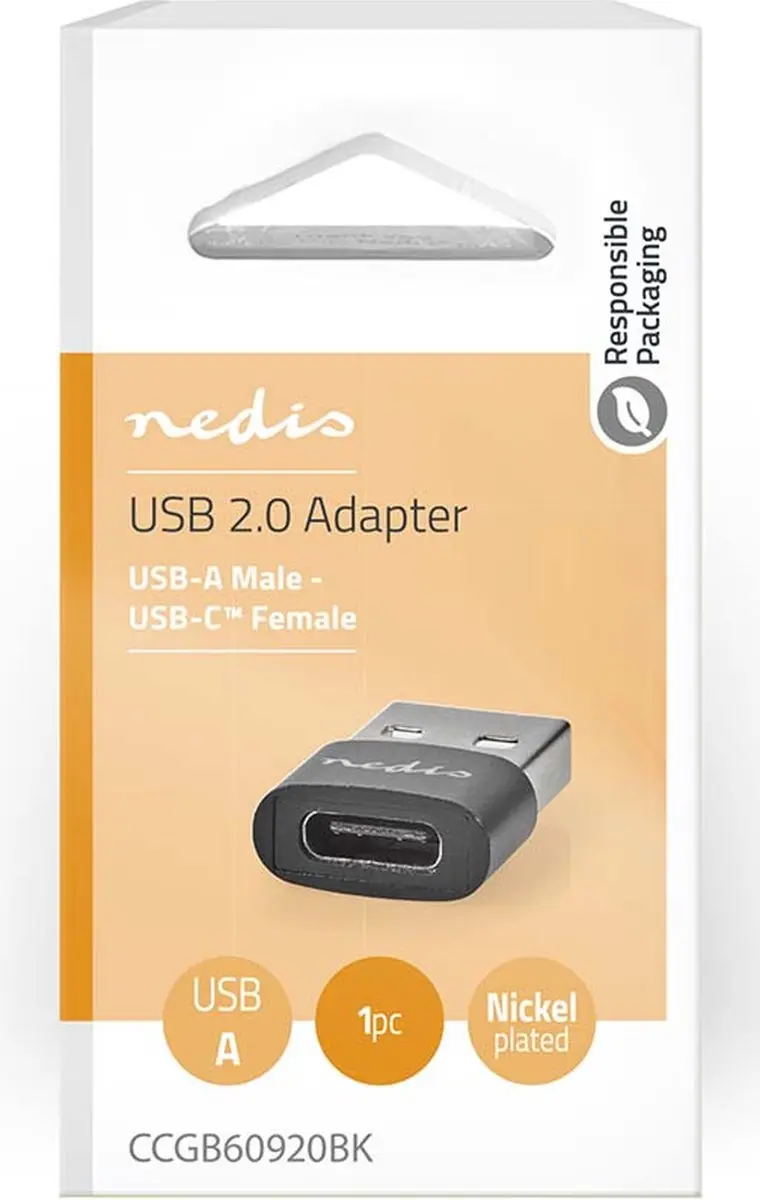 Nedis CCGB60920BK USB-C naar USB-A Adapter 480 Mbps - Zwart - afbeelding 6 van 6
