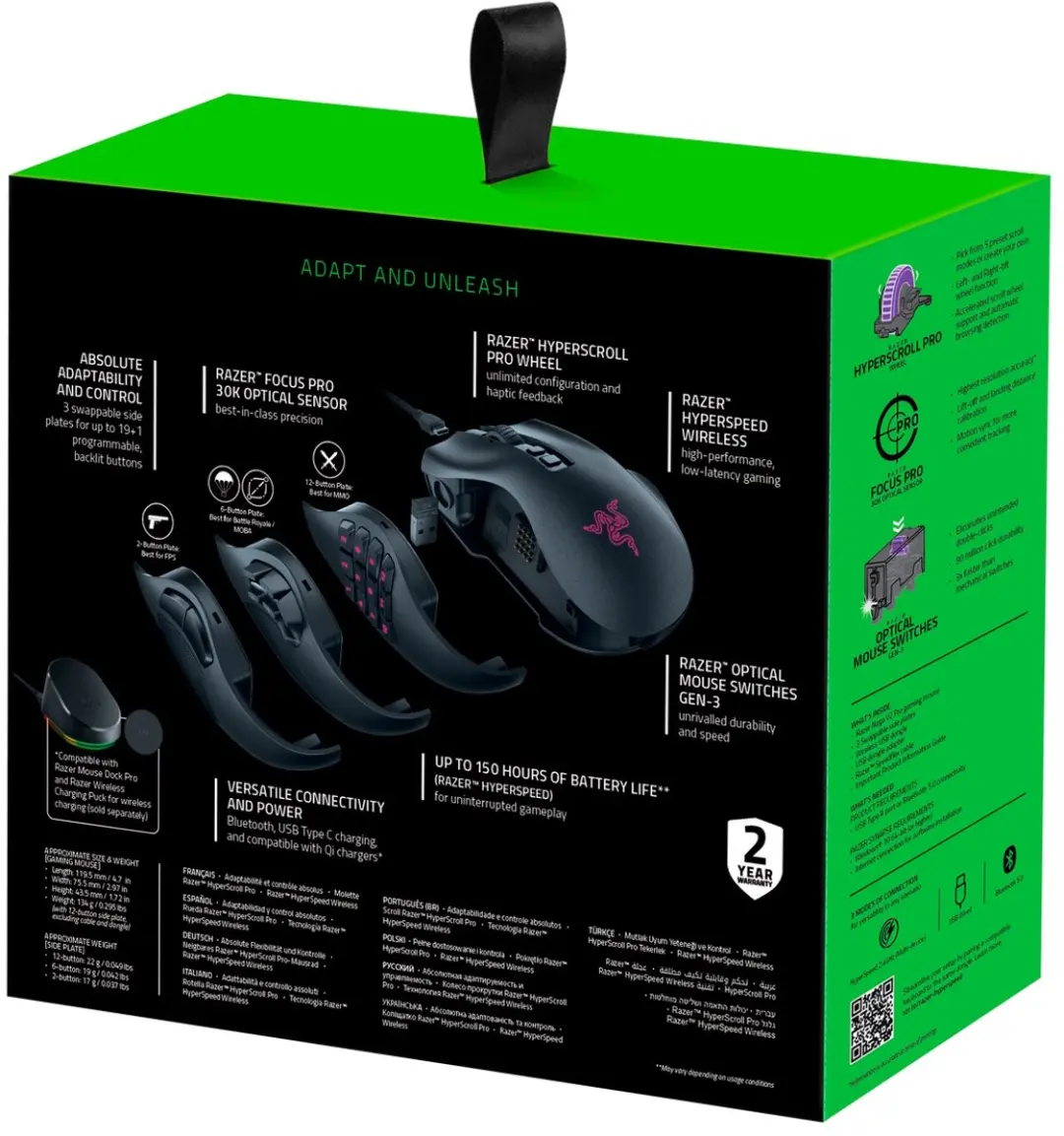 Razer Naga V3 Pro Gaming Muis - Draadloos - 23 Knoppen - 50.000 DPI