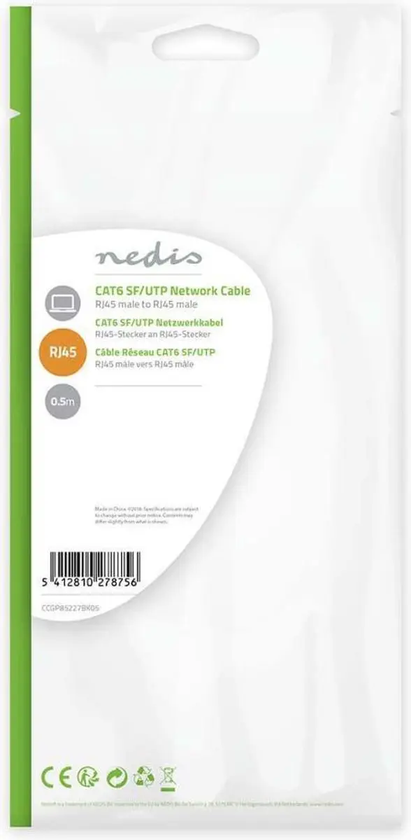 Nedis CAT6 Kabel 0.5m RJ45 - Zwart