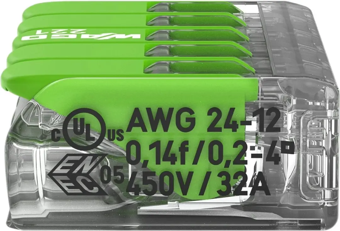 WAGO 221-425 Verbindingsklem 5-polig - 0.14-4 mm² - 25 Stuks