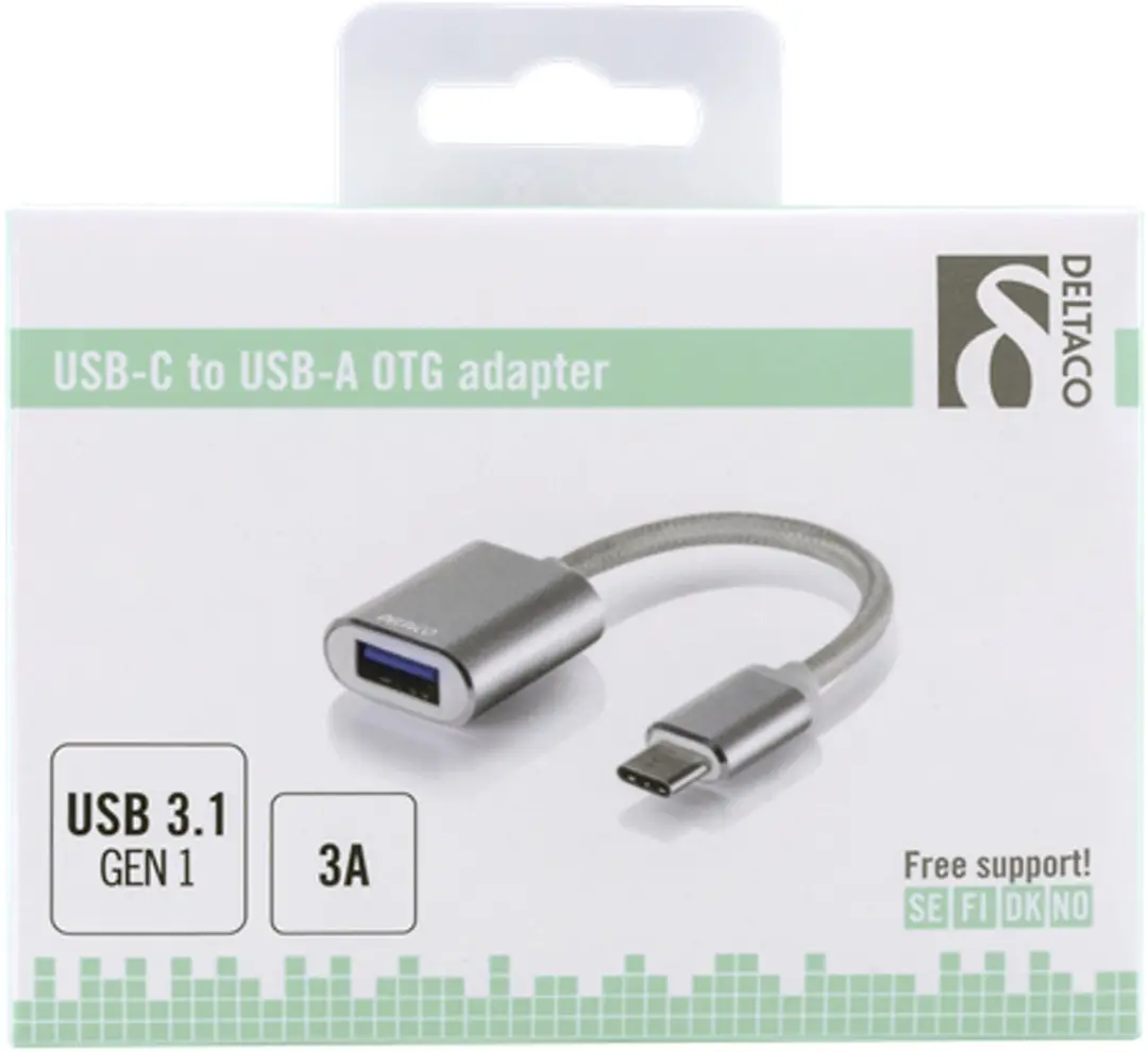 Deltaco USBC-1276 USB-C naar USB-A OTG Adapter 5Gbps - Zilver