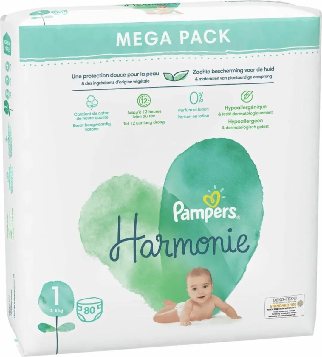 Pampers Harmonie Pure Maat 1 Luiers - 160 Stuks