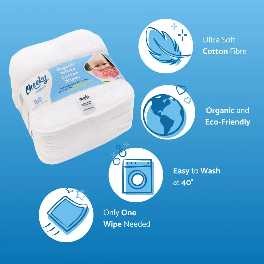 Cheeky Wipes Organische Katoenen Wasbare Billendoekjes - 25 Stuks - Wit