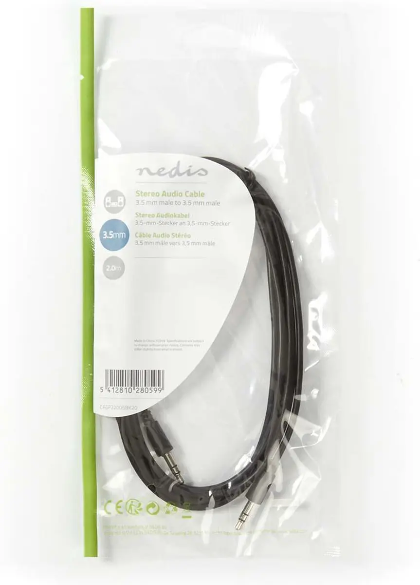 Nedis Stereo-Audiokabel 3,5mm - 2m - Zwart