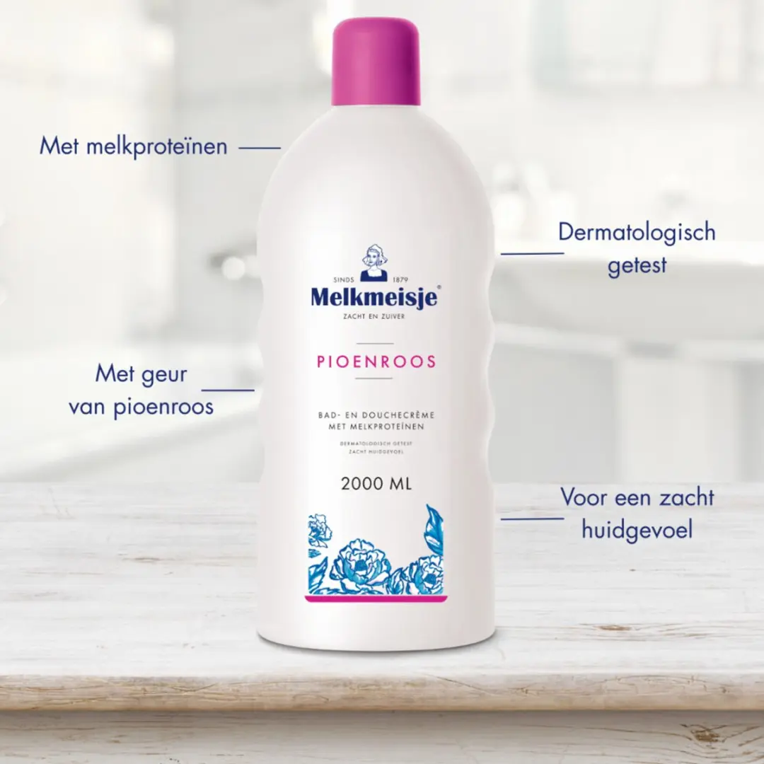 Melkmeisje Bad en Douchecrème Pioenroos 2000ml - 2 Stuks