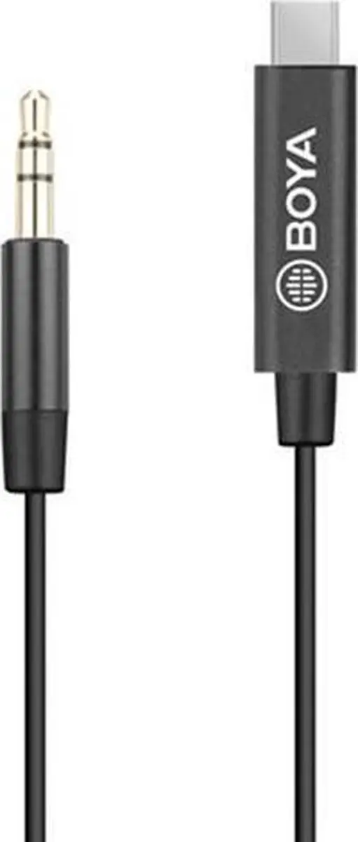 Boya BY-K2 Universele Adapter 3,5mm TRS naar USB-C - Zwart
