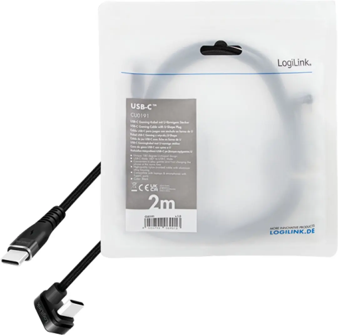 Logilink USB 2.0 USB-C Kabel CU0191 - 2m - Zwart