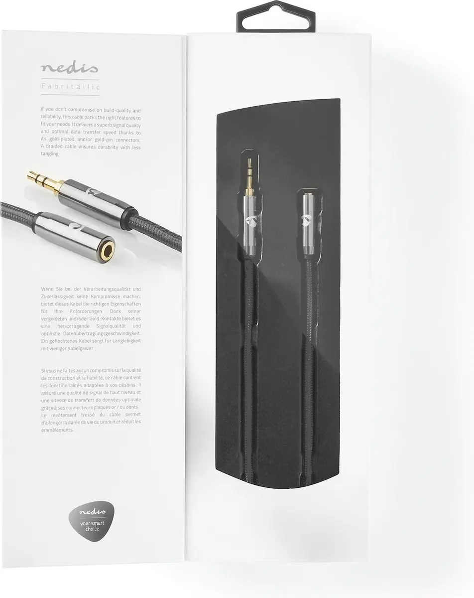 Nedis Stereo-Audiokabel 3,5mm M/F - 2m - Verguld - Grijs