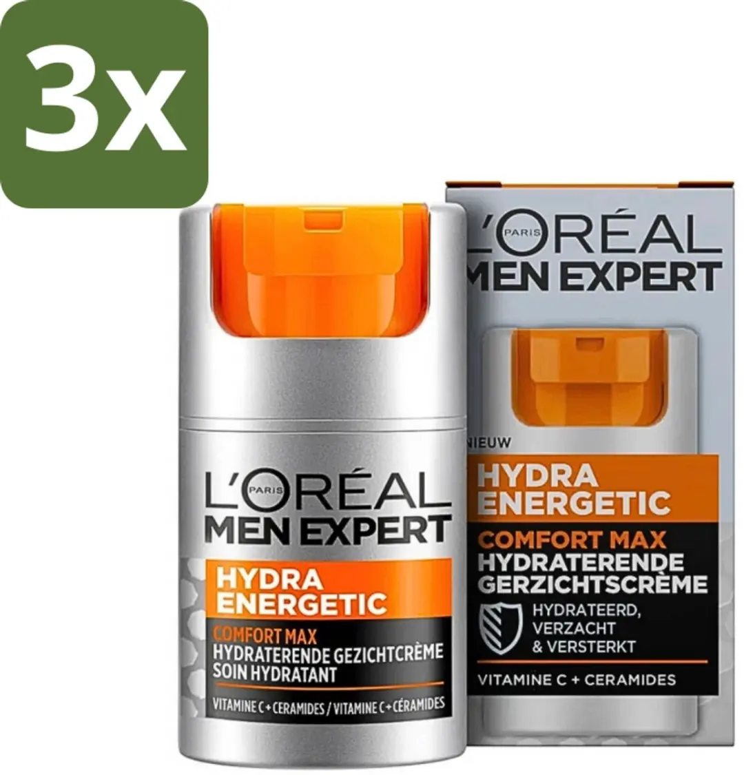 L'Oréal Paris Men Expert Hydra Energetic Comfort Max Dagcrème 150ml (3x50ml)