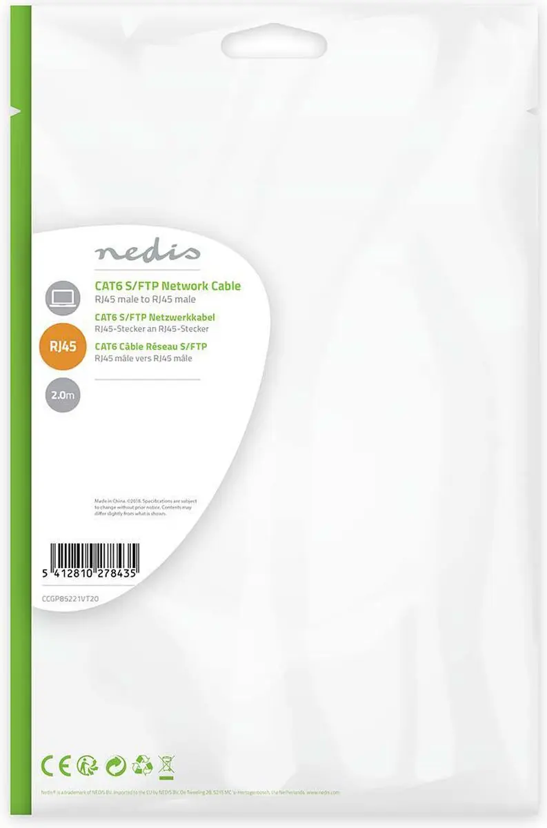 Nedis CAT6 Netwerkkabel CCGP85221VT20 - 2m - Violet