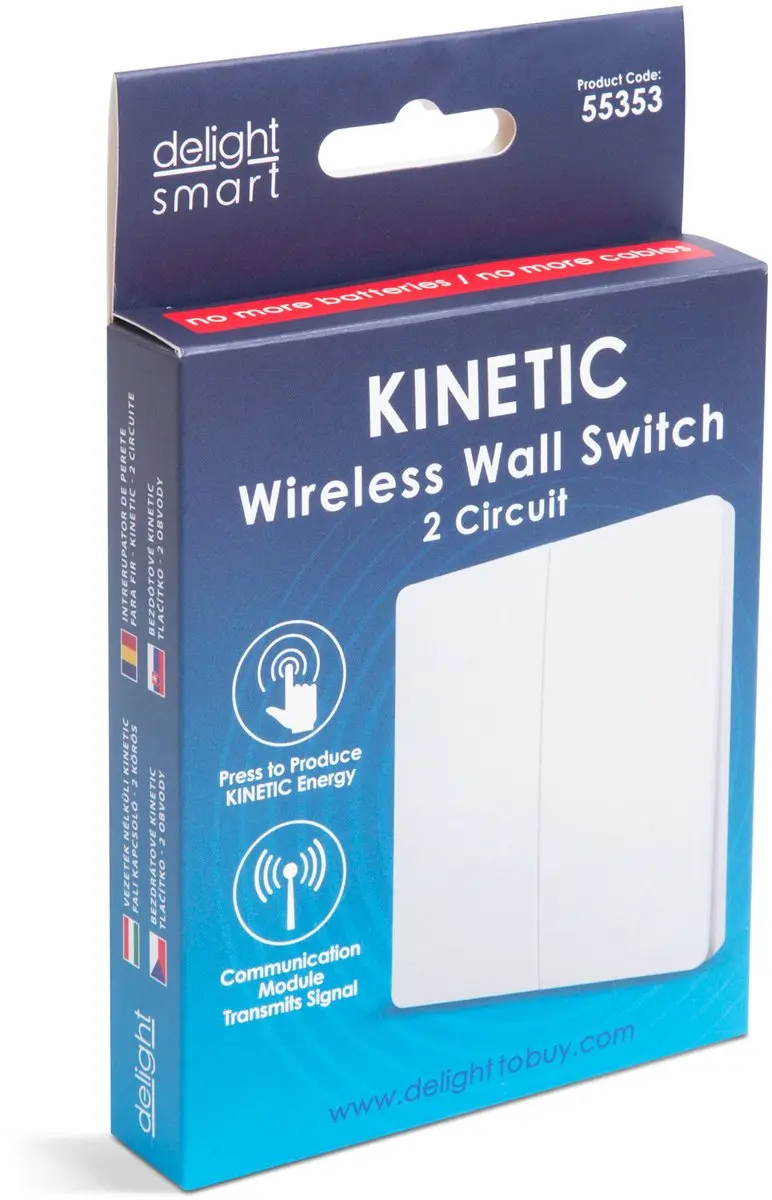 Delight Kinetische Schakelaar 2-Circuit Draadloos 433MHz - Meerkleurig