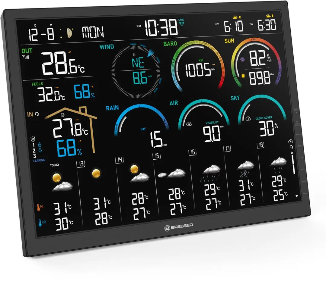 Bresser 4CAST Weerstation - 8-in-1 Sensor - WLAN - Zwart/Wit