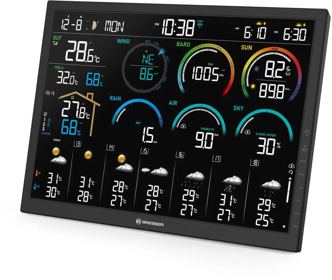 Bresser 4CAST Weerstation - 8-in-1 Sensor - WLAN - Zwart/Wit - afbeelding 6 van 6