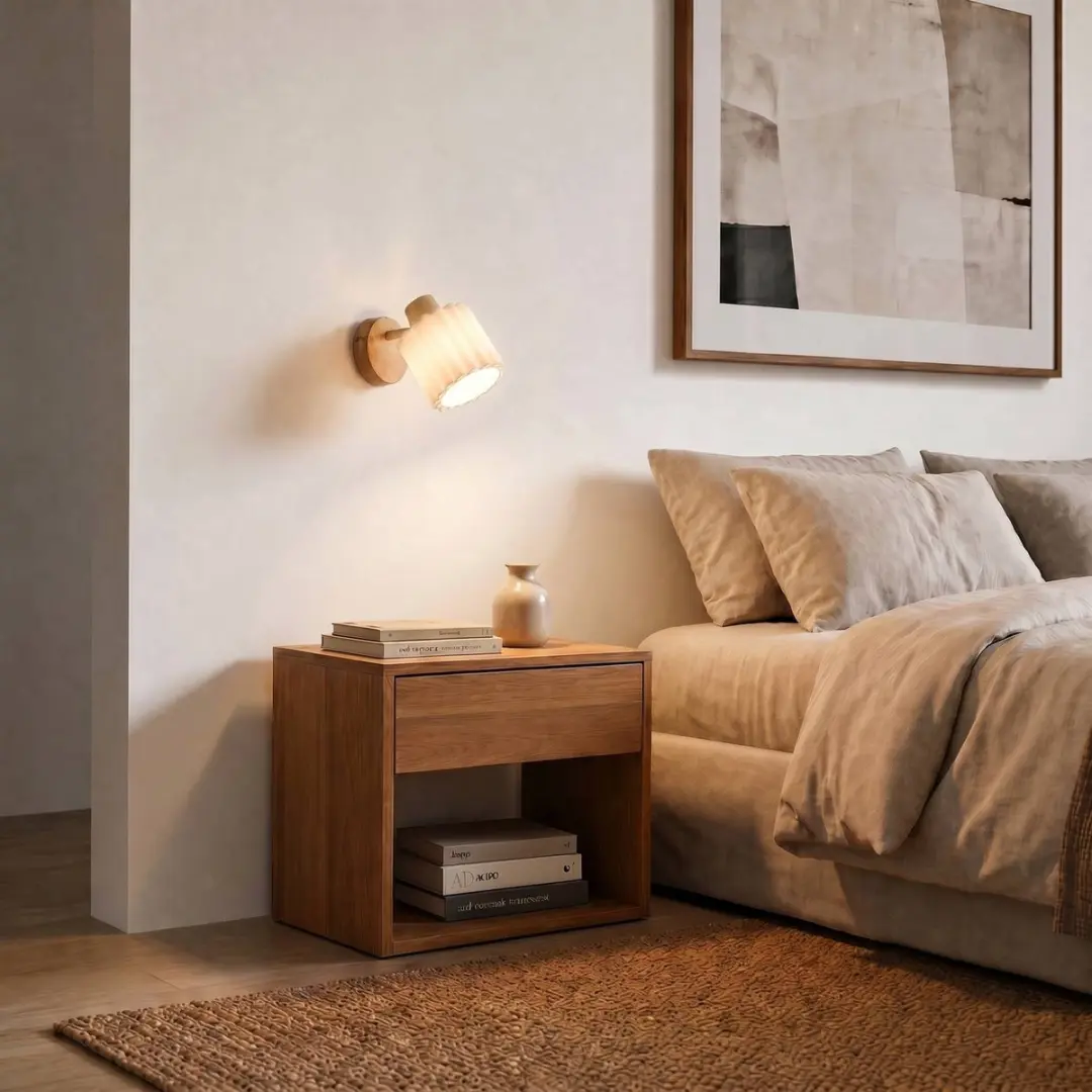 Lindby Wandlamp Licht Hout Beige - 1 Lichtpunt E14