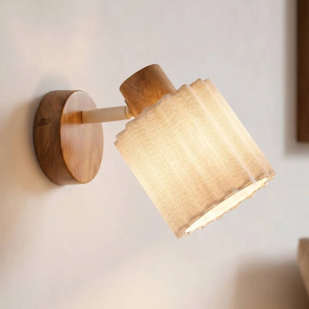 Lindby Wandlamp Licht Hout Beige - 1 Lichtpunt E14