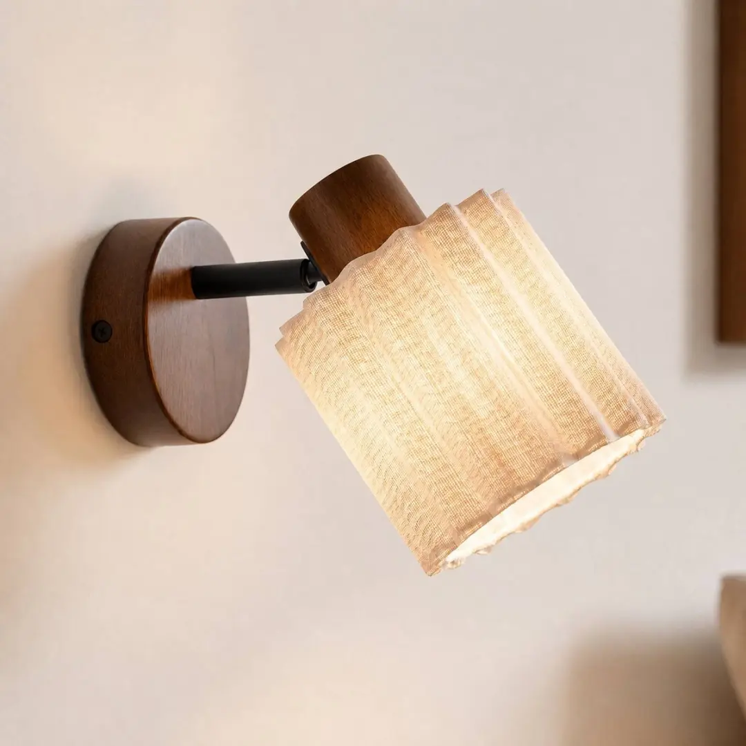 Lindby Wandlamp Donker Hout Beige - 1 Lichtpunt E14