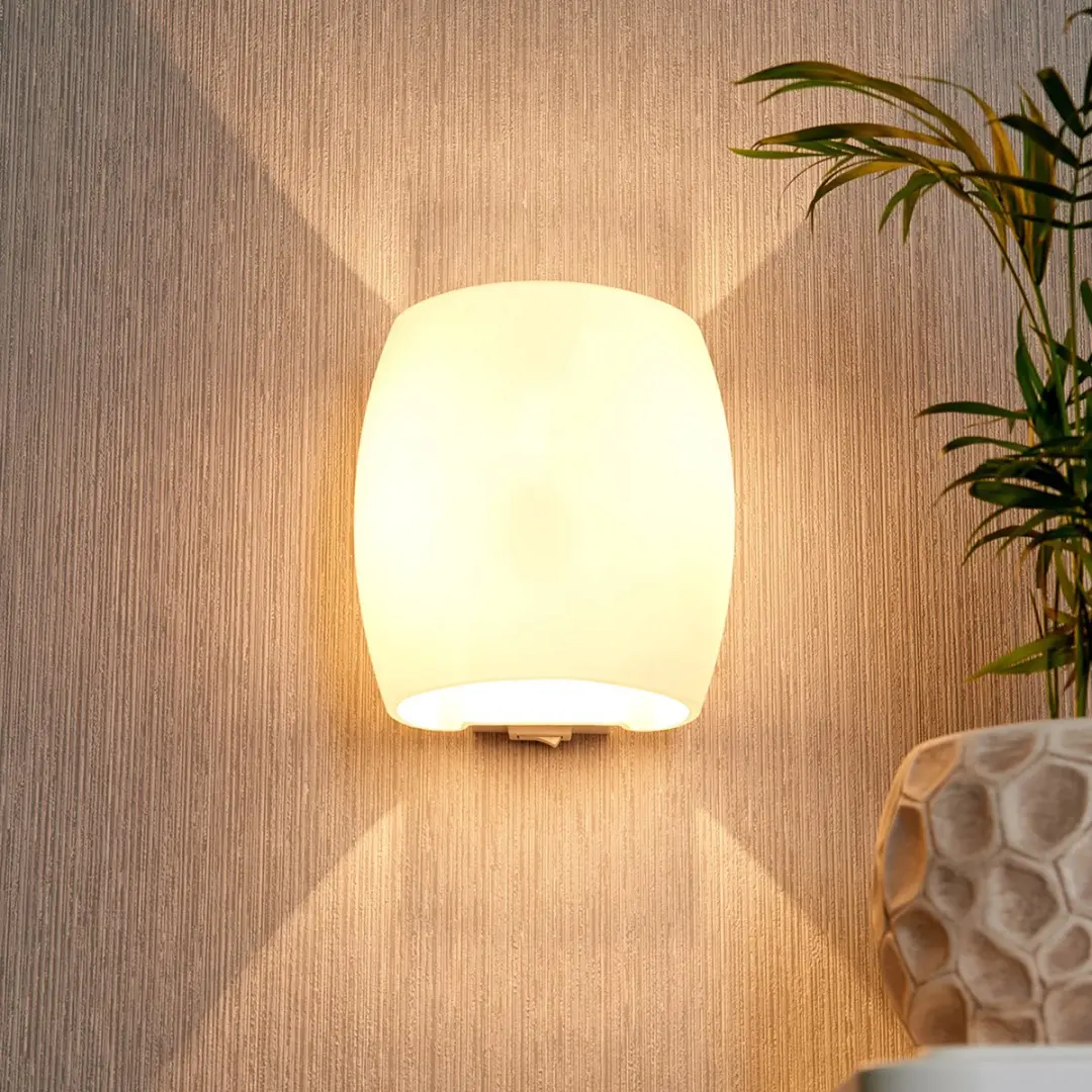 Lucande Wandlamp G9 Glas Metaal 16cm - Wit - afbeelding 6 van 6