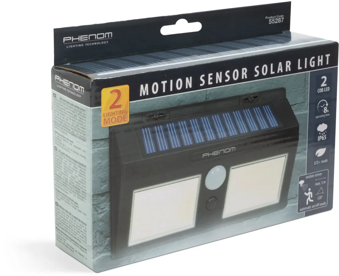 Delight Solar Wandlamp COB LED 300lm IP65 - 8u Zwart