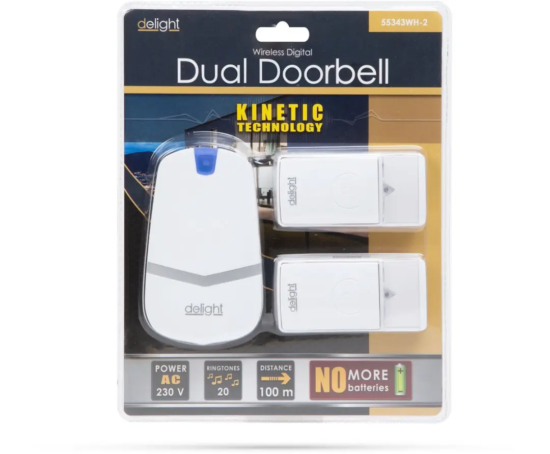 Delight Draadloze Deurbel 55343WH-2 - 2 Units - 36 Melodieën - Wit