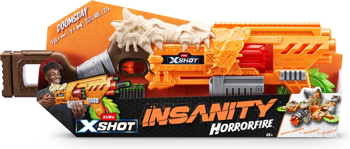 XSHOT Horrorfire Doomsday Pijltjes - 16 Stuks - Bruin/Oranje/Groen/Grijs