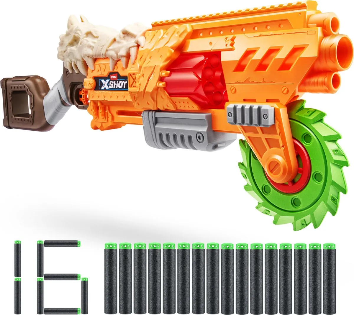 XSHOT Horrorfire Doomsday Pijltjes - 16 Stuks - Bruin/Oranje/Groen/Grijs