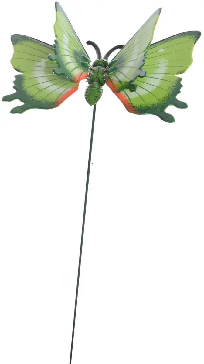 Decoris Tuin Vlinder op Stok - 4 Stuks 17x60cm Groen Metaal - afbeelding 5 van 6