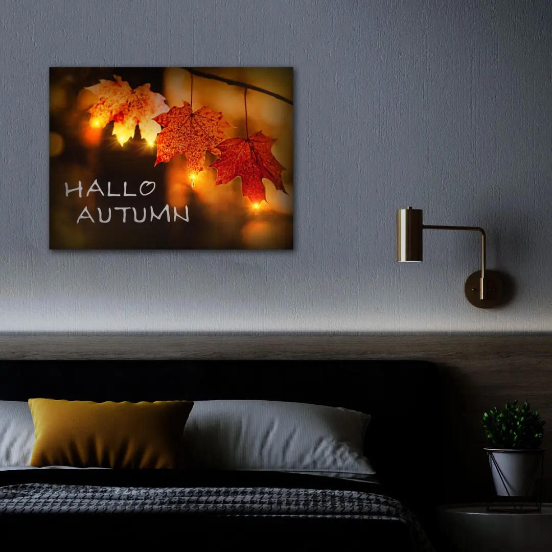 Delight LED-Afbeelding Hallo Herfst - 40x30cm Meerkleurig