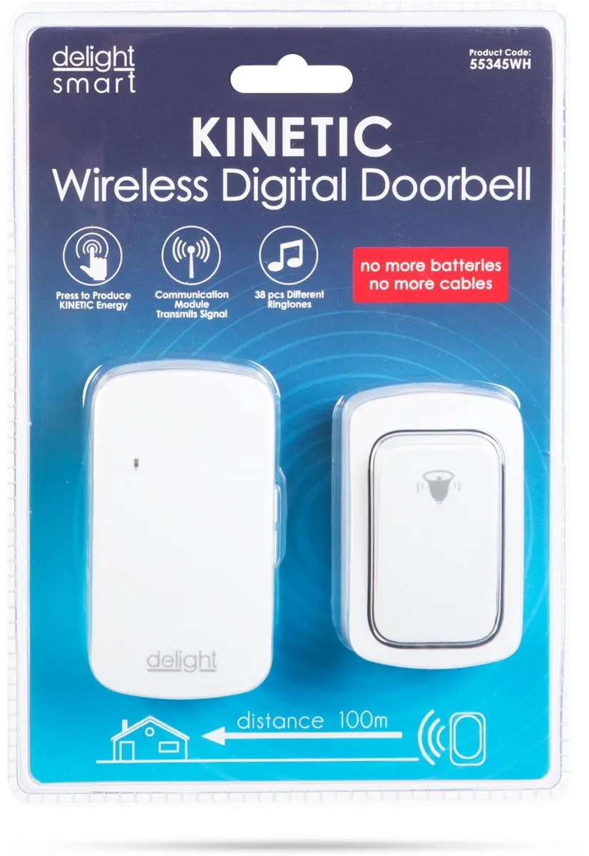 Delight Draadloze Deurbel 55345WH - 38 Melodieën - Wit