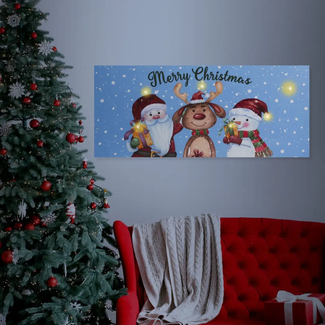Delight Kerst LED-schilderij Meerkleurig 70x30cm