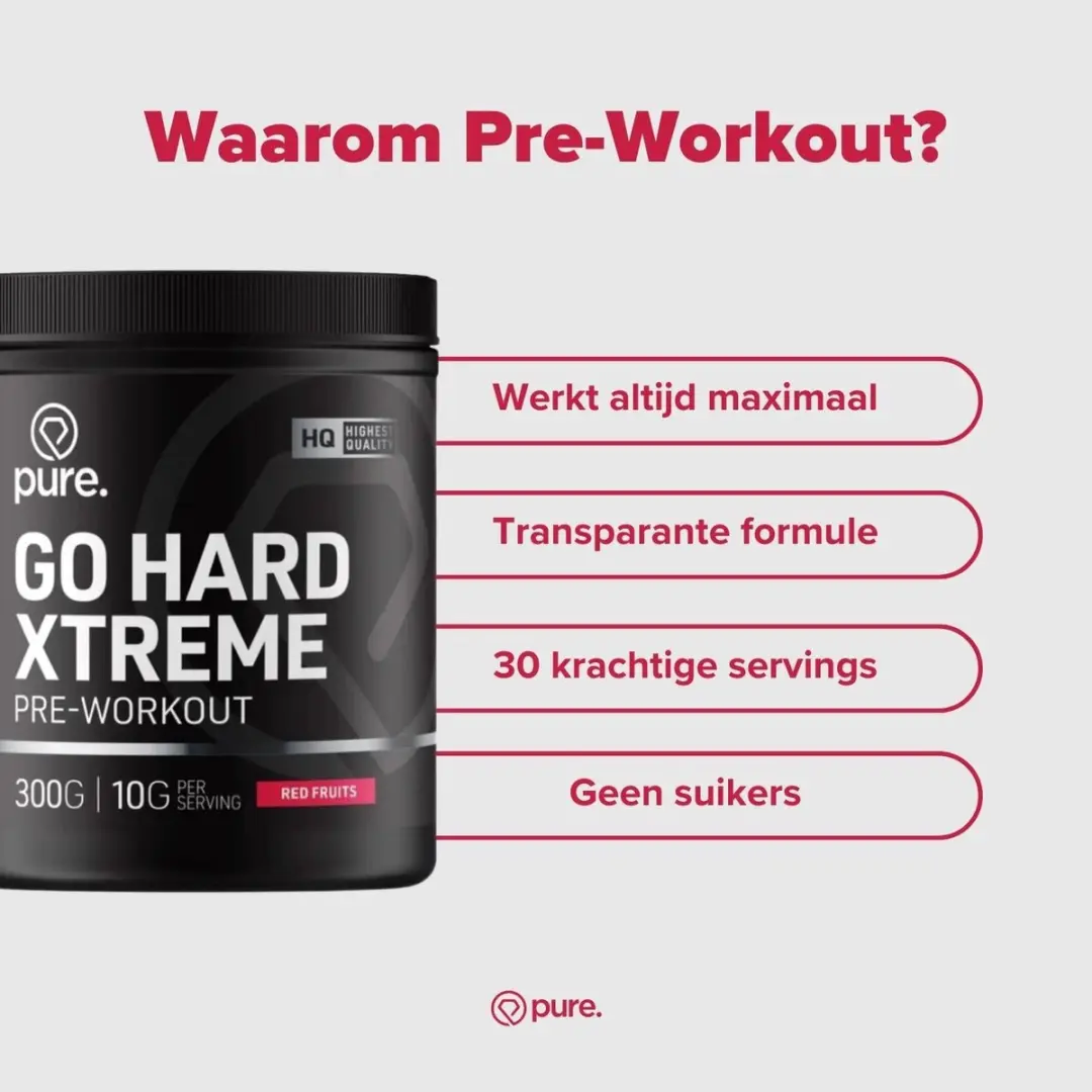 Pure Go Hard Pre-Workout Watermelon 300g - 30 Porties