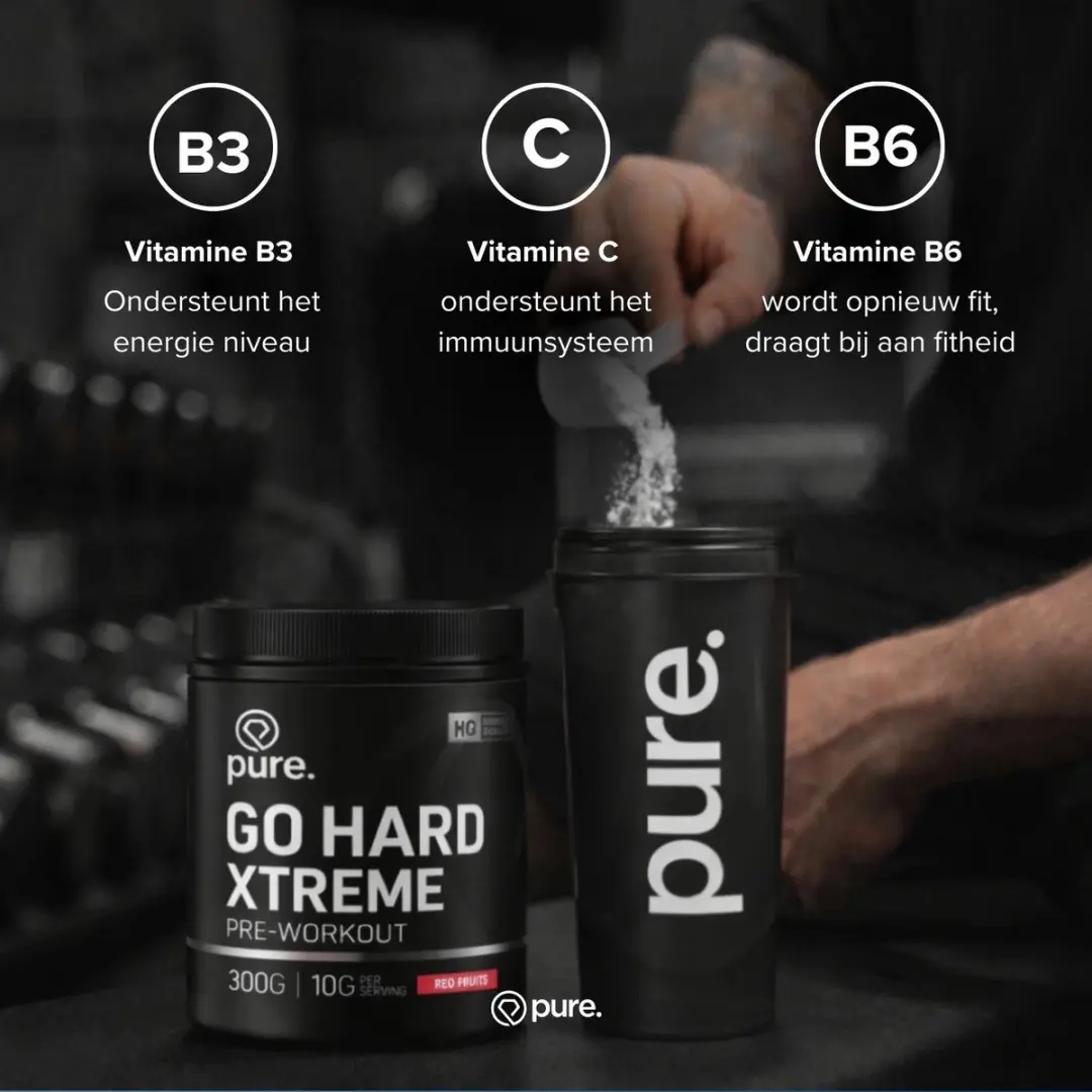 Pure Go Hard Pre-Workout Red Fruit - 300g - 30 Porties