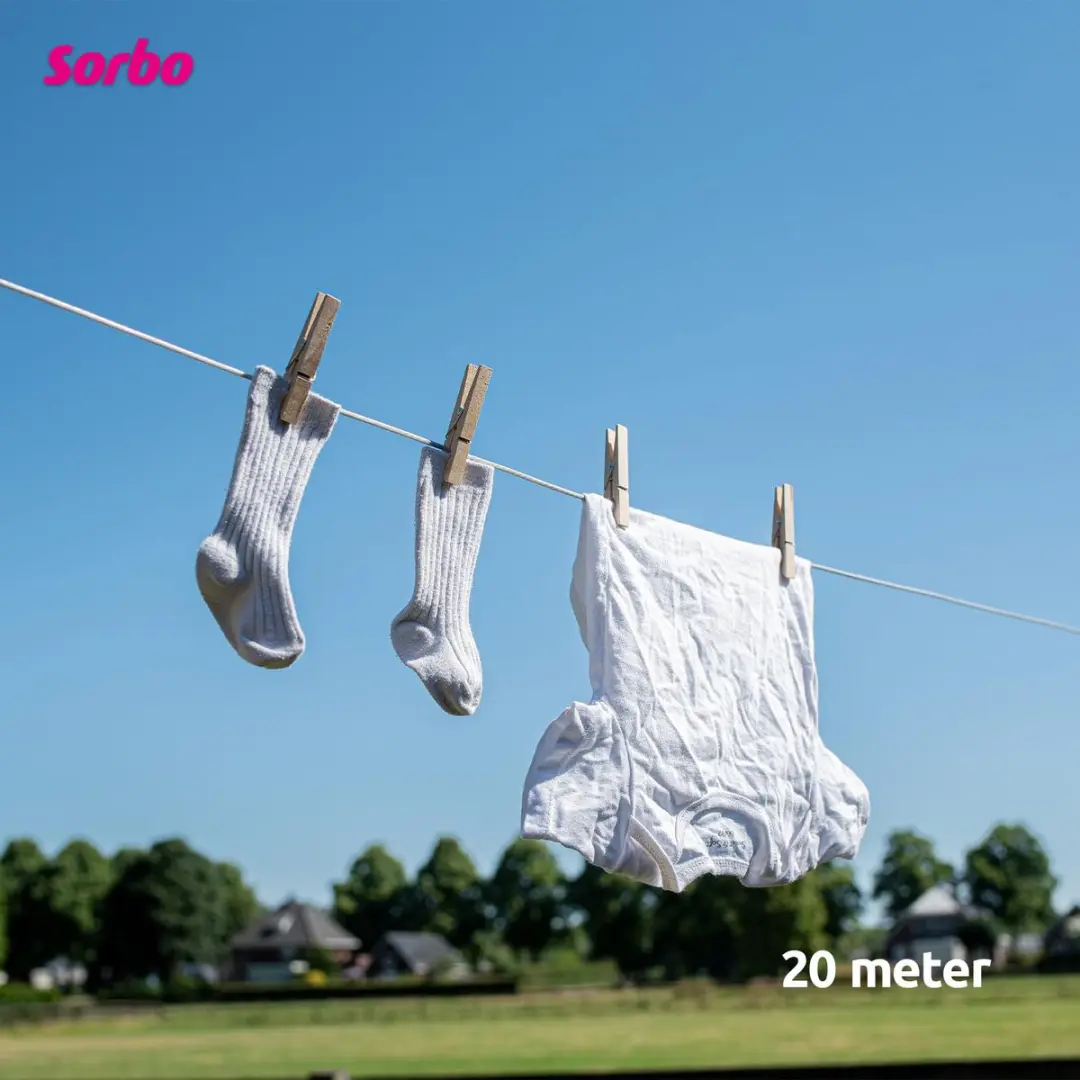 Sorbo Waslijndraad Staalkern 20m - Grijs