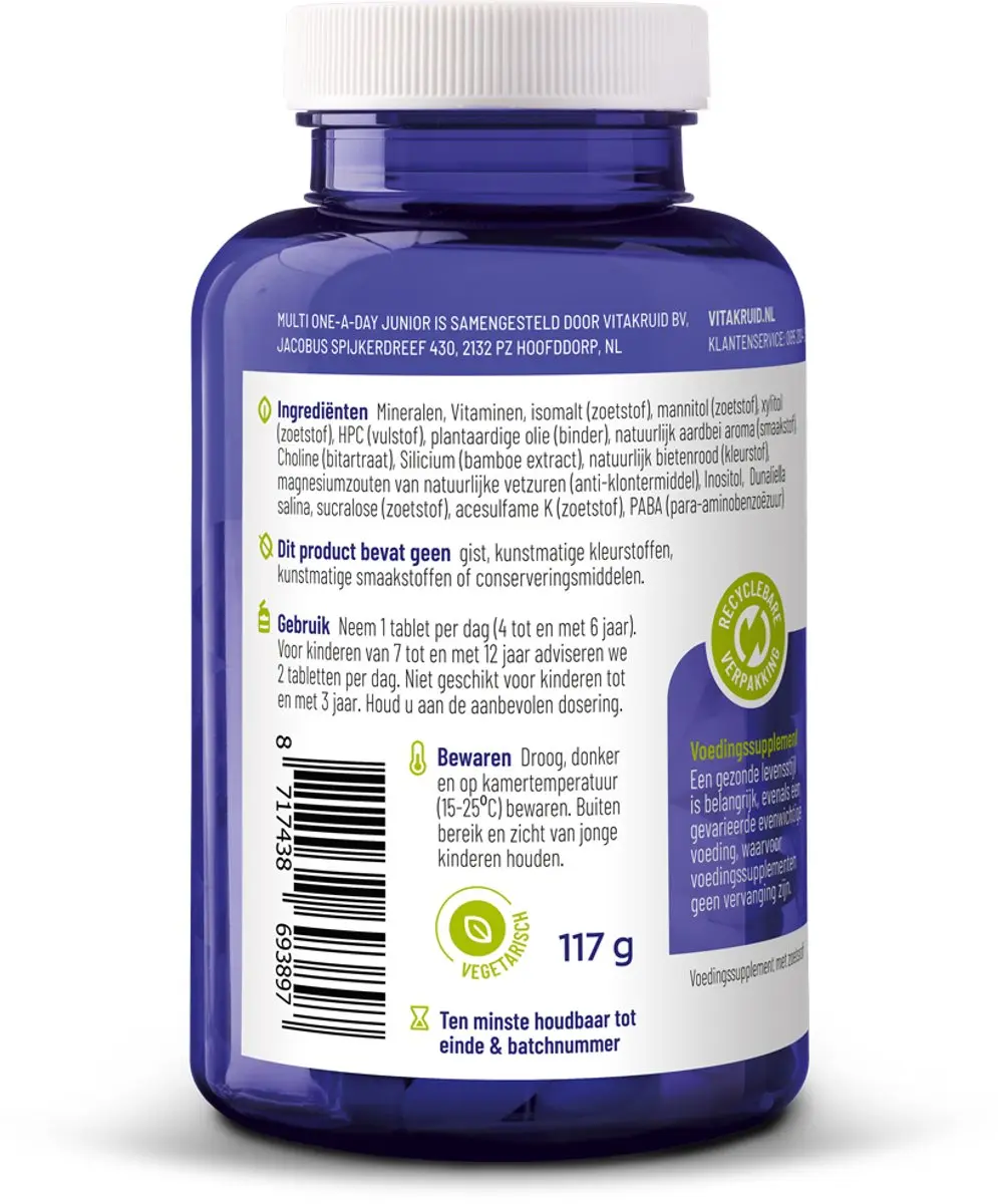 Vitakruid Multi Junior One-a-Day Kauwtabletten - 90 Stuks