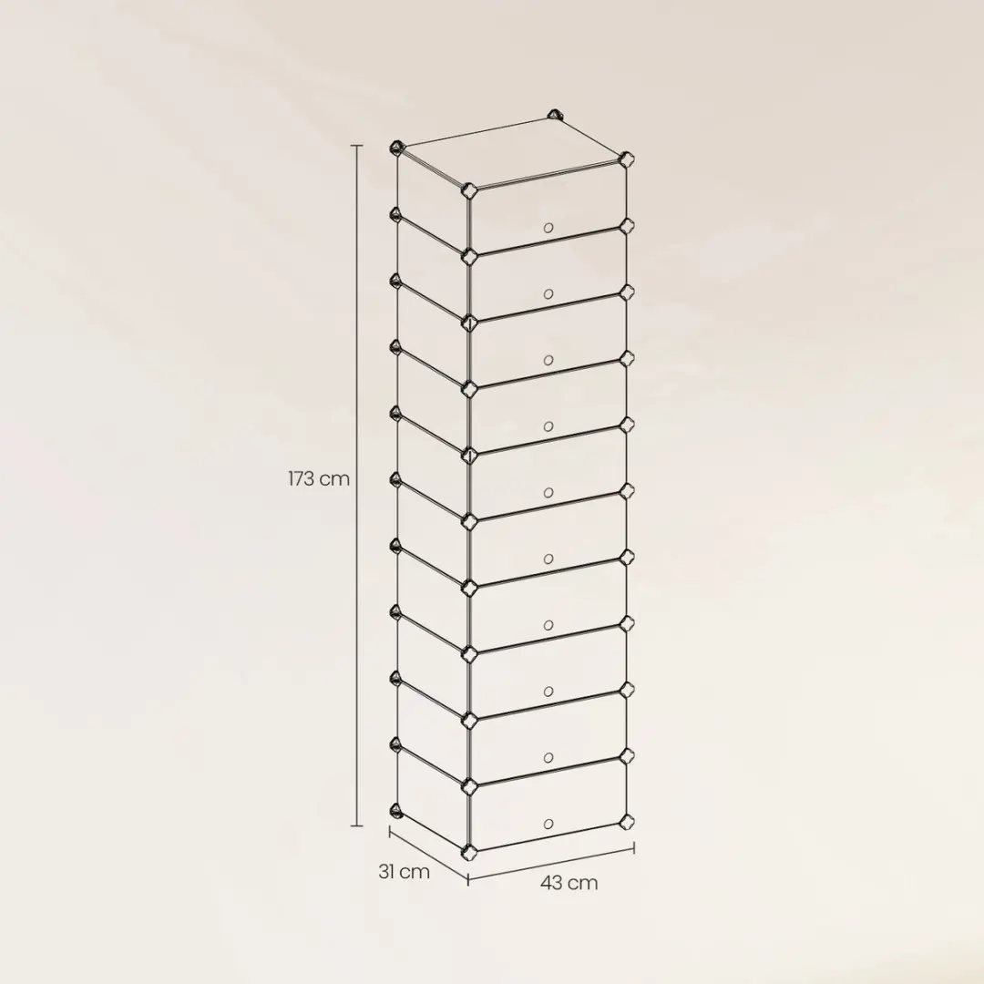 Songmics Modulair Schoenenrek 10 Lagen - Grijs