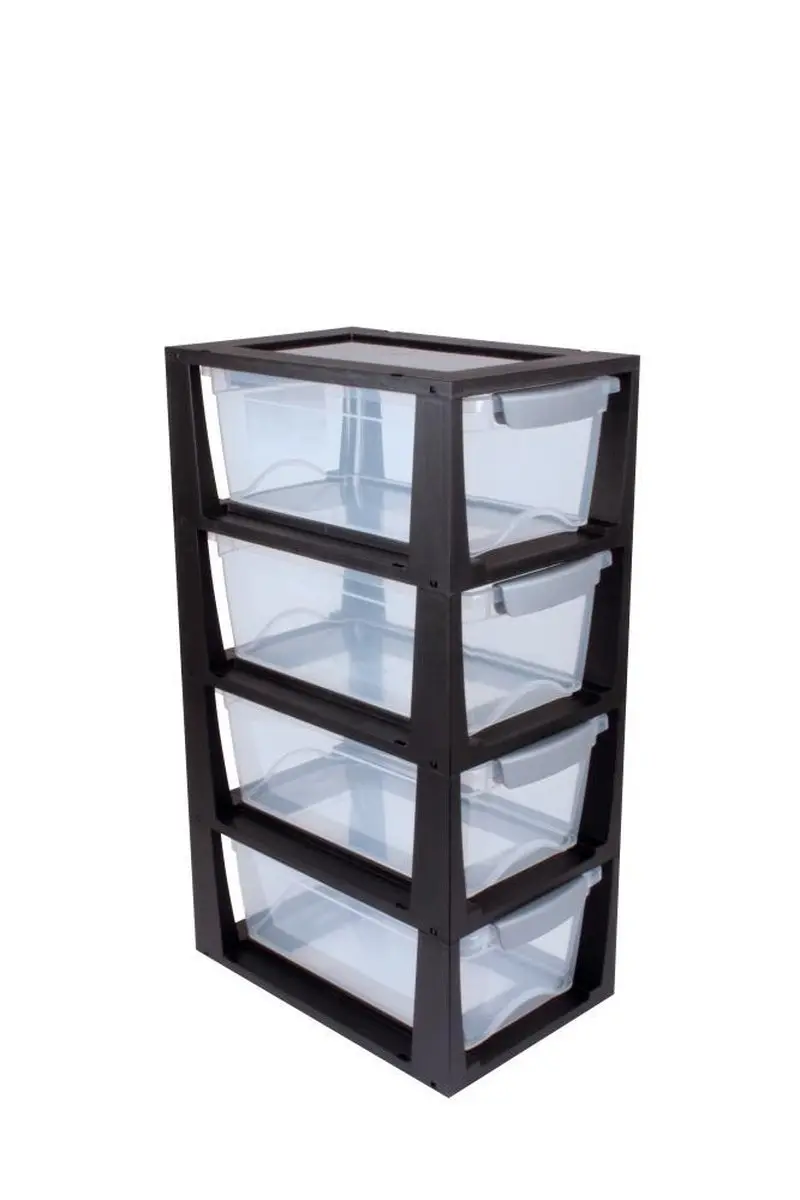 Sunware Omega Ladekastje 6L - 33,5x22x15,3cm - Transparant Zwart