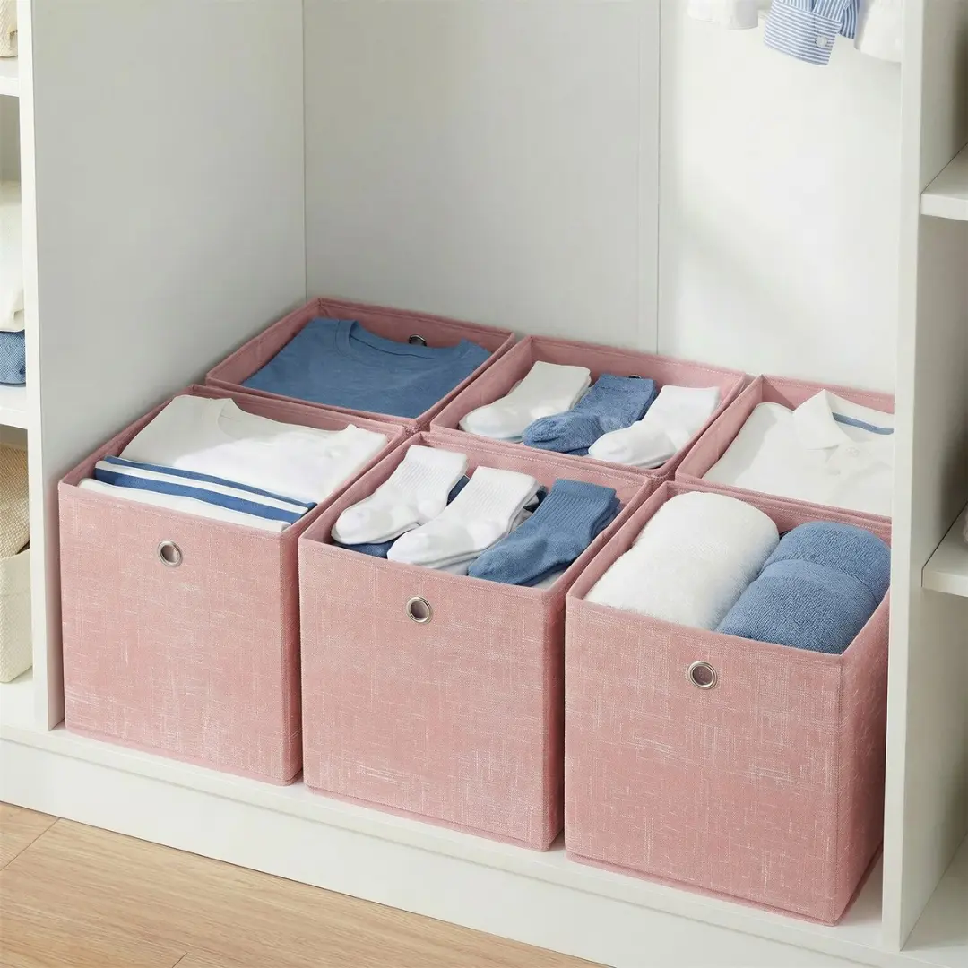 Songmics Opbergbox Set van 6 - Pastelroze - 27L