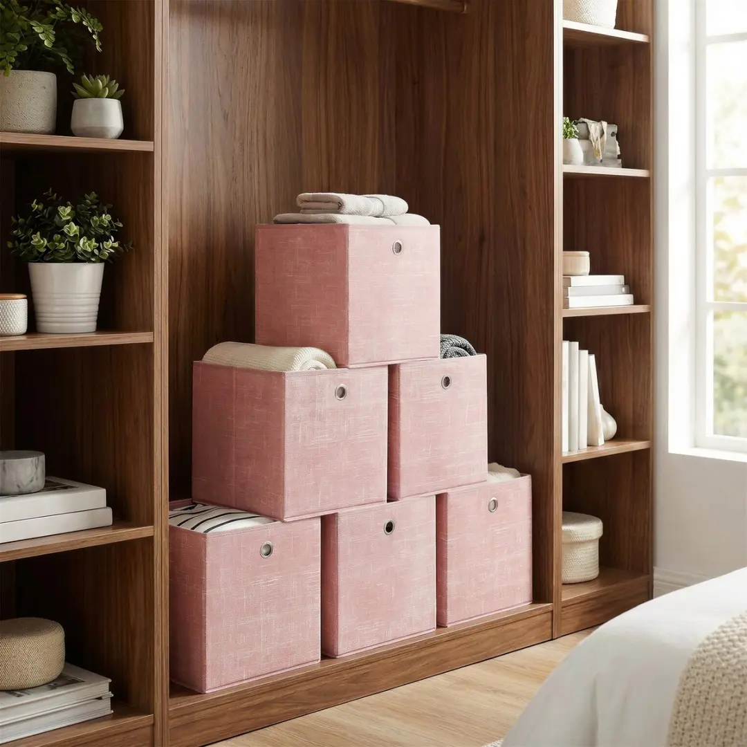 Songmics Opbergbox Set van 6 - Pastelroze - 27L