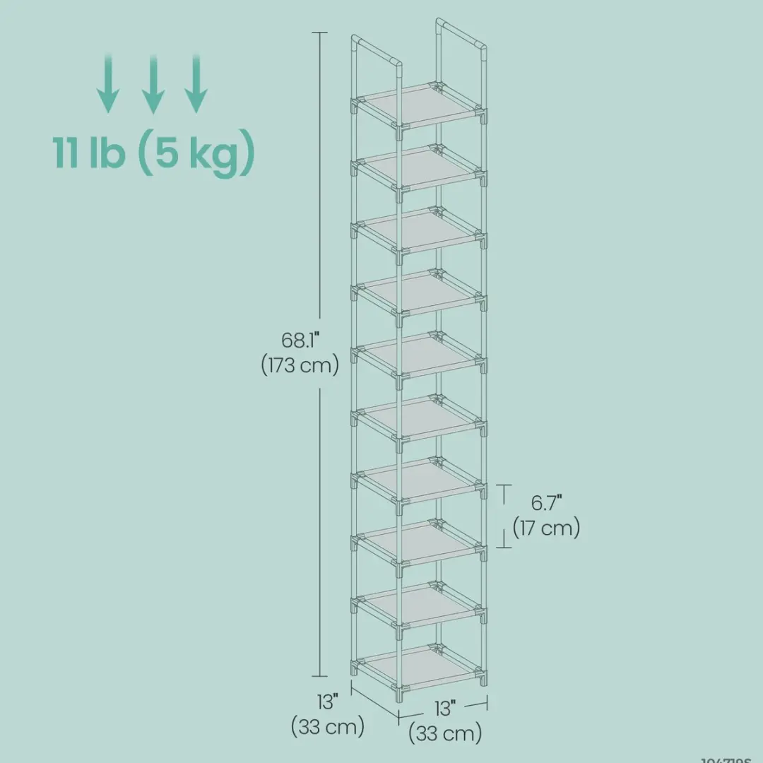 Songmics Schoenenrek 10 Lagen - Zwart - afbeelding 6 van 6