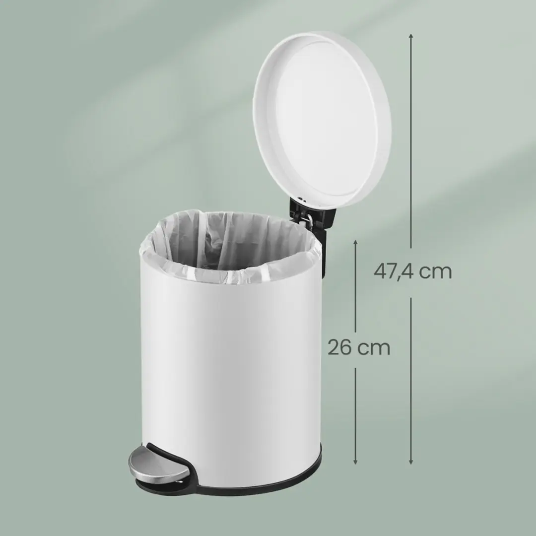 Songmics Cosmetica Prullenbak 6L - Staal - Zwart - afbeelding 6 van 6