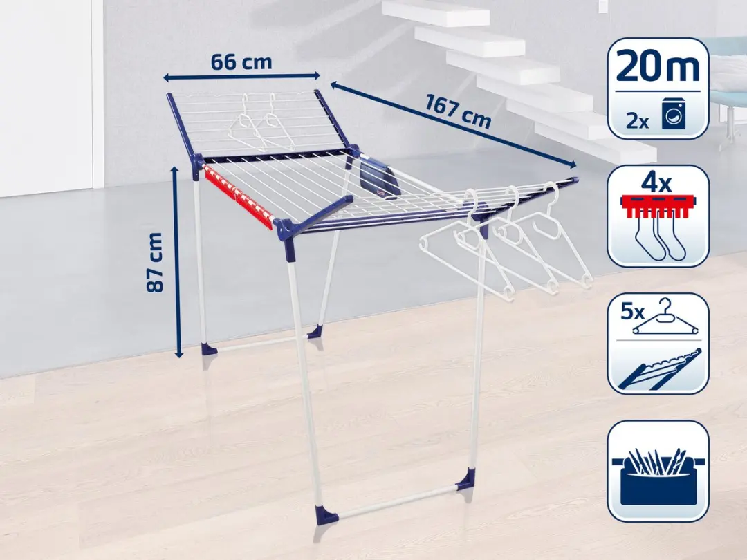 Leifheit Pegasus 200 Solid Droogrek 20m - Wit/Blauw